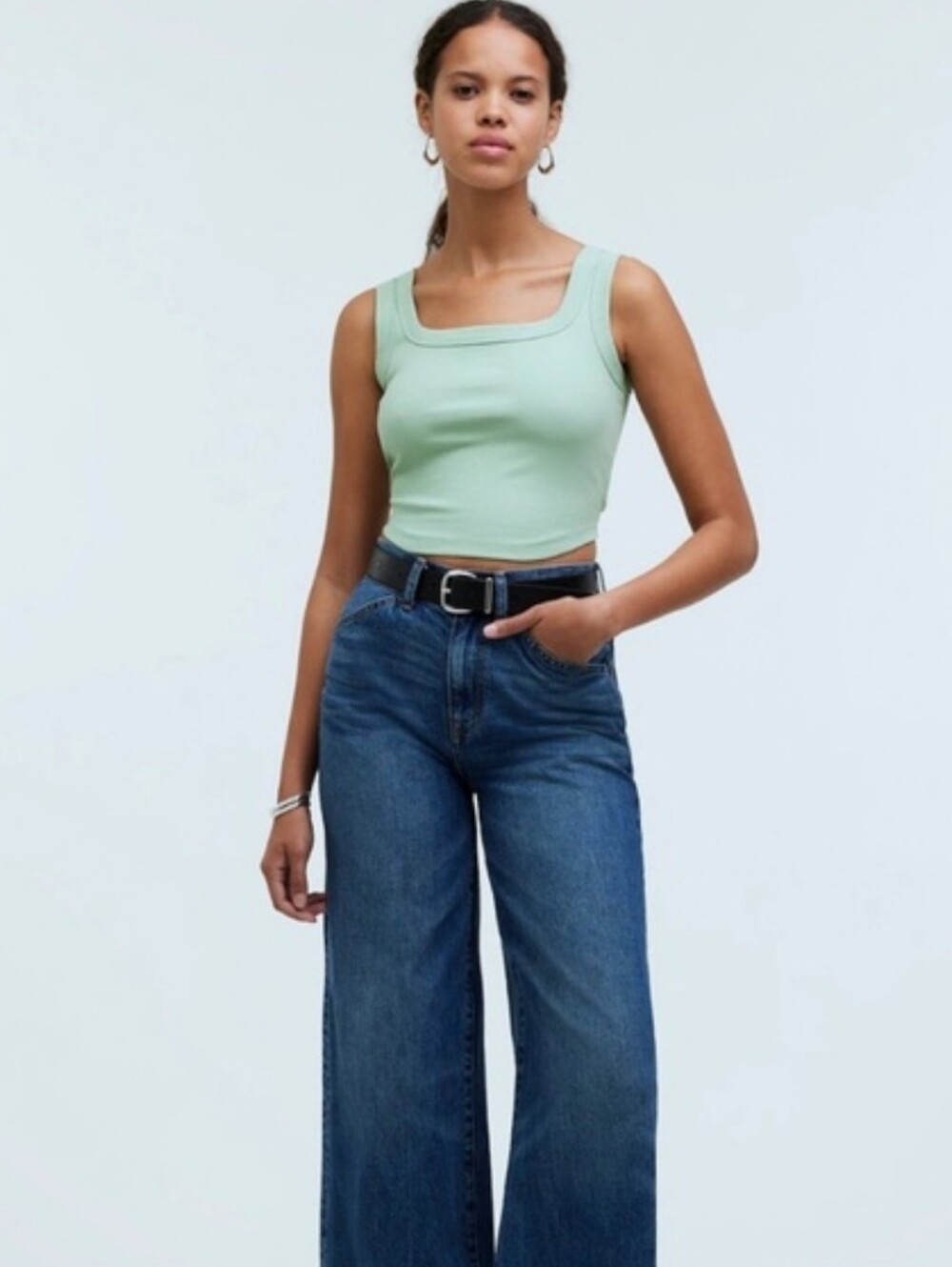 Madewell The Tailored Crop Tank In Sleekhold Pistachio Green Size Large